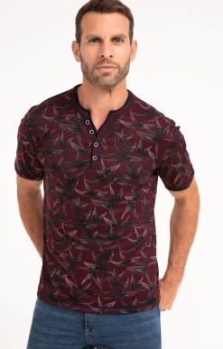 Polos & Tee-shirts<Armand Thiery Tee-shirt manches courtes Black Leaf - Bordeaux