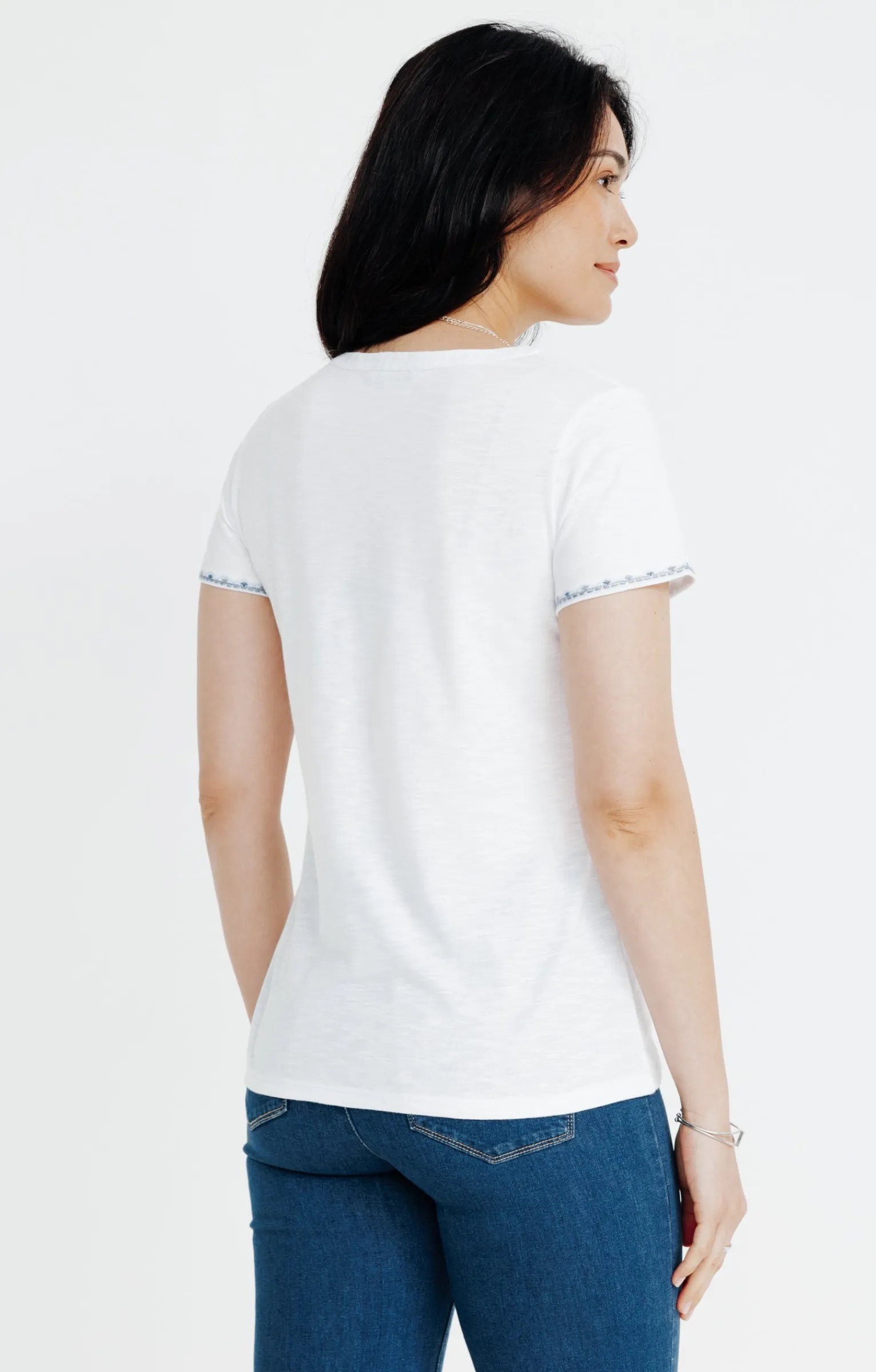 Tee-shirts<Armand Thiery Tee-shirt été manches courtes broderie - Blanc