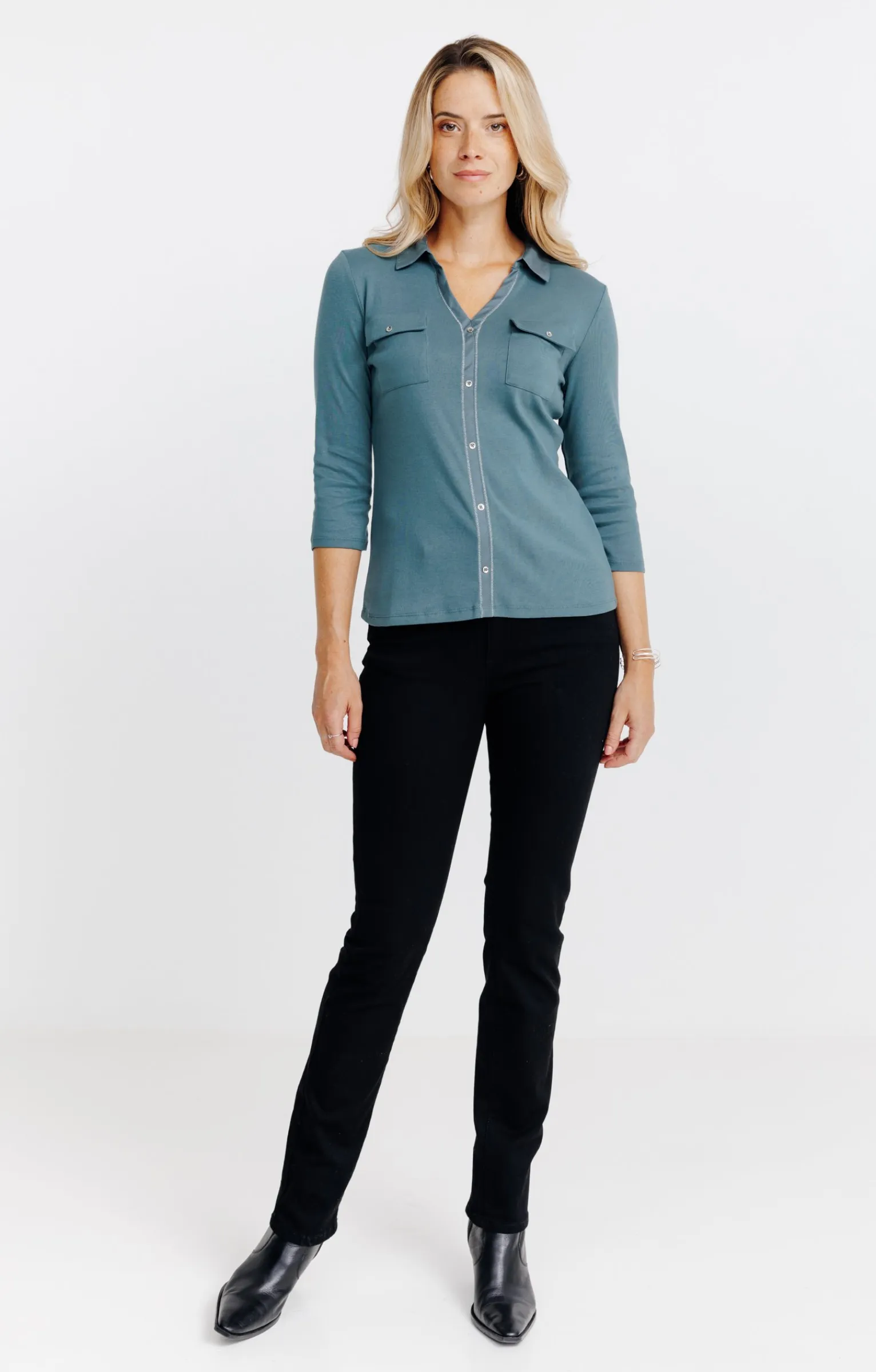 Tee-shirts<Armand Thiery Tee-shirt uni col chemise - Tilleul