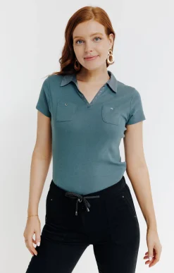 Tee-shirts<Armand Thiery Tee-shirt uni col polo - Tilleul