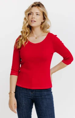 Tee-shirts<Armand Thiery Tee-shirt uni col rond - Rouge