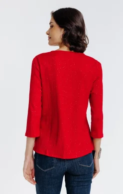 Tee-shirts<Armand Thiery Tee-shirt uni manches 3/4 - Rouge