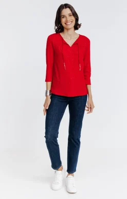Tee-shirts<Armand Thiery Tee-shirt uni manches 3/4 - Rouge