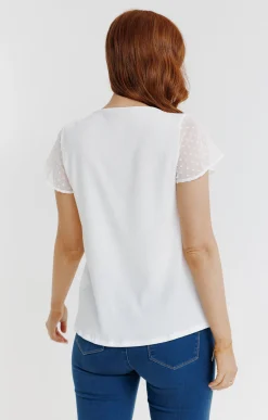 Tee-shirts<Armand Thiery Tee-shirt uni mix matière - Écru