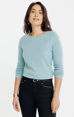 Tee-shirts<Armand Thiery Tee-shirt uni strass col bateau - Vertnil