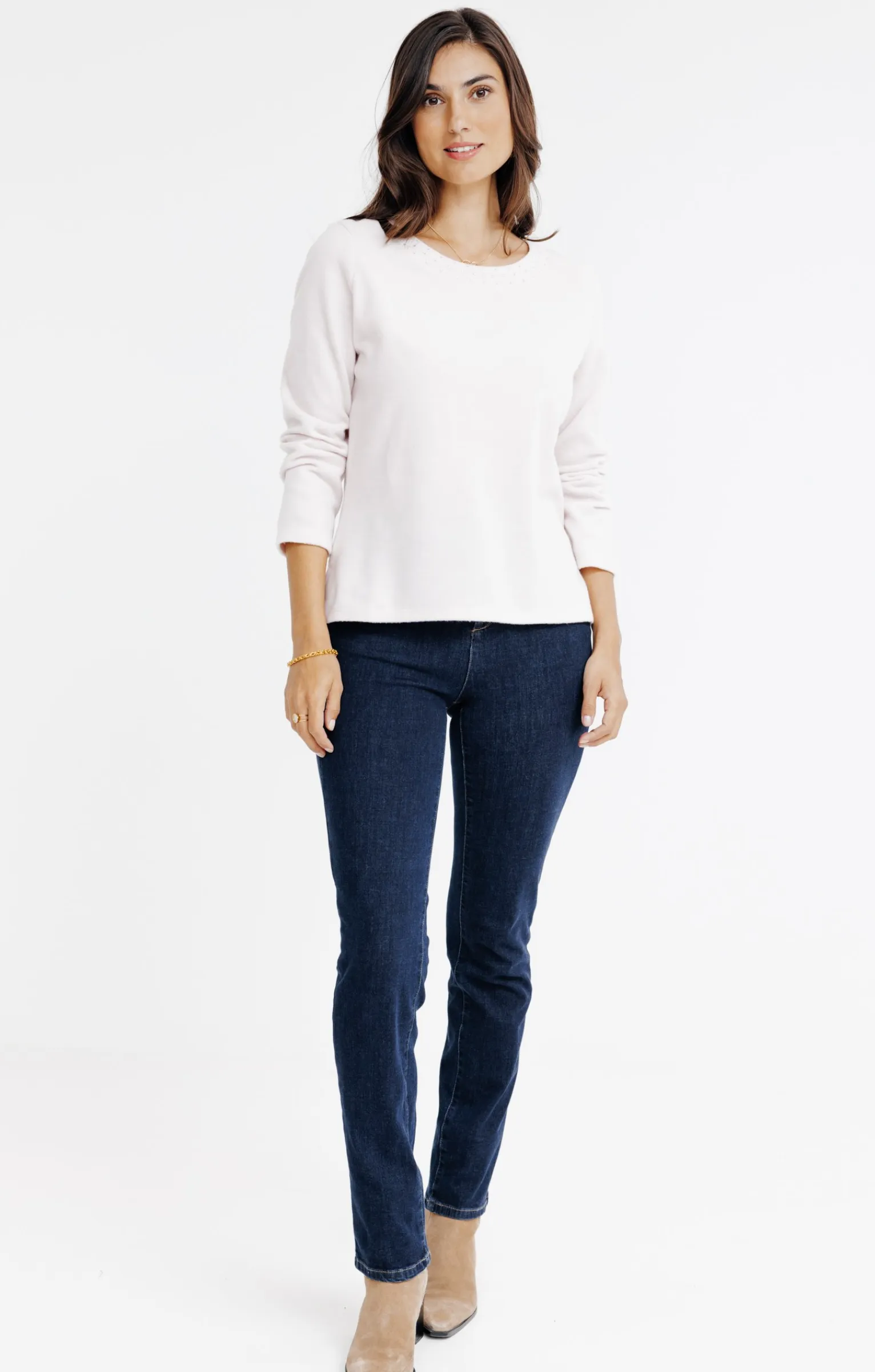Tee-shirts<Armand Thiery Tee-shirt uni strass col bateau - Rose