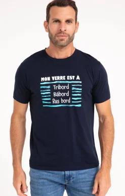 Polos & Tee-shirts<Armand Thiery Tee-shirt verre à ras bord - Marine