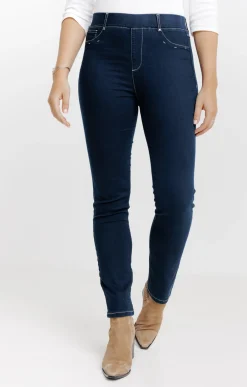 Pantalons<Armand Thiery Tregging en denim surteint détail strass - Bleu