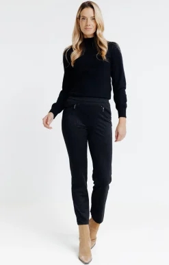 Pantalons<Armand Thiery Tregging maille fantaisie boutons pont - Noir