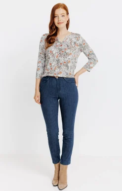 Tee-shirts<Armand Thiery T-SHIRT COL MAO IMPRIME FLEURI - Kakiclair