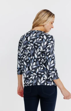 Tee-shirts<Armand Thiery T-SHIRT COL MAO IMPRIME VEGETAL - Noir