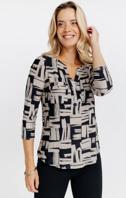Tee-shirts<Armand Thiery T-SHIRT COL MAO MANCHES 3/4 - Noir