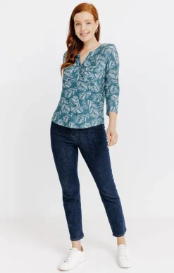Tee-shirts<Armand Thiery T-SHIRT COL MAO MANCHES 3/4 - Tilleul