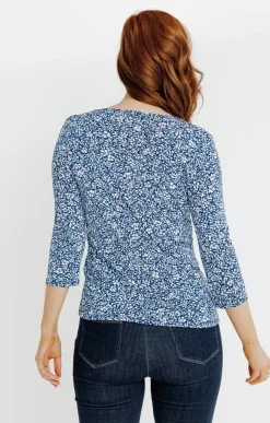 Tee-shirts<Armand Thiery T-SHIRT COL V GALON - Bleu