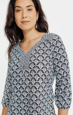 Tee-shirts<Armand Thiery T-SHIRT COL V MANCHES 3/4 - Noir