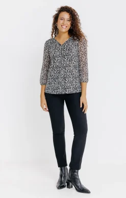 Tee-shirts<Armand Thiery T-SHIRT COL V MANCHES 3/4 - Noir