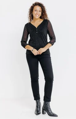 Tee-shirts<Armand Thiery T-SHIRT FETE COL V MANCHES 3/4 - Noir