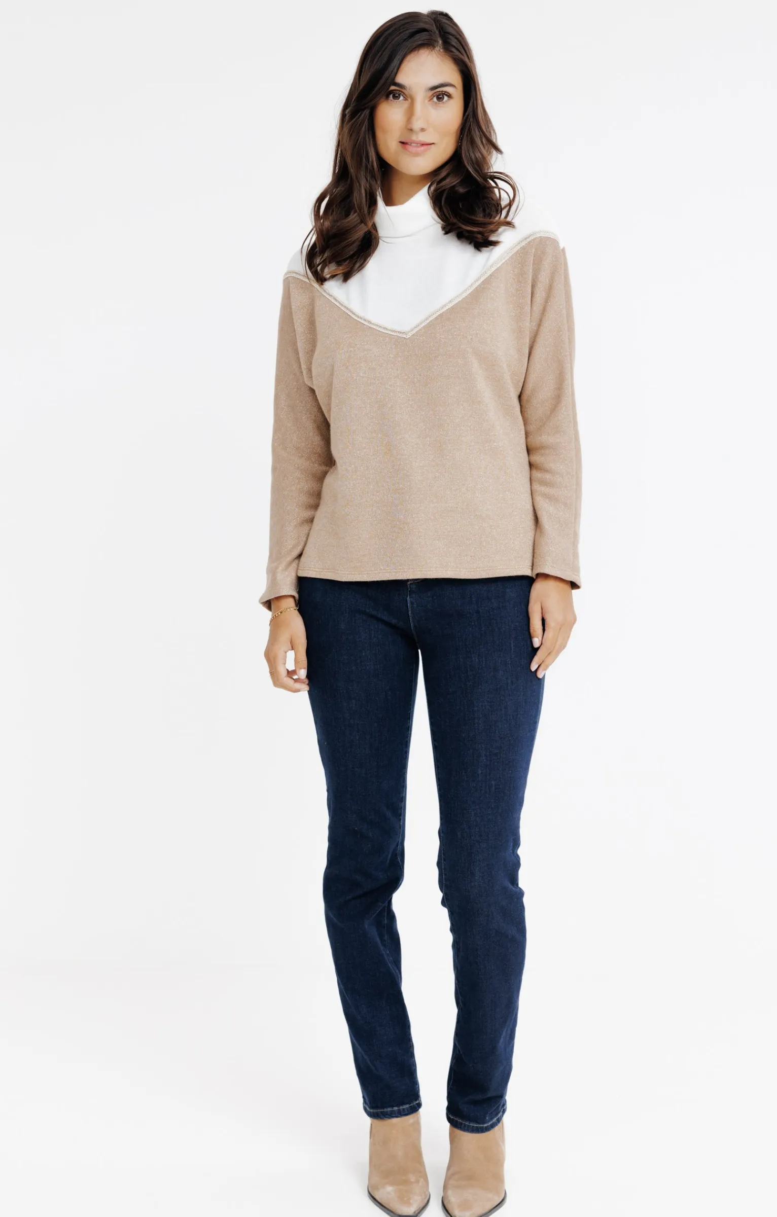 Tee-shirts<Armand Thiery T-SHIRT HIVER COL BOULE - Camel