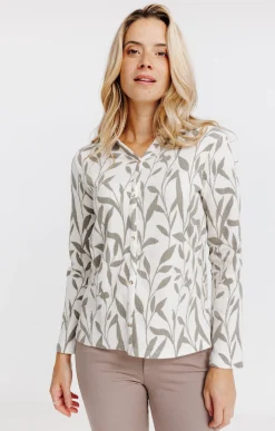 Tee-shirts<Armand Thiery T-SHIRT IMPRIME COL CHEMISE - Beige
