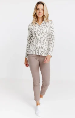 Tee-shirts<Armand Thiery T-SHIRT IMPRIME COL CHEMISE - Beige