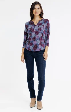 Tee-shirts<Armand Thiery T-SHIRT IMPRIME COL MAO - Bleu