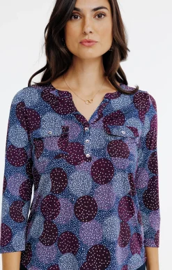 Tee-shirts<Armand Thiery T-SHIRT IMPRIME COL MAO - Bleu