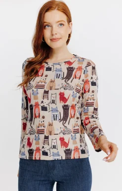 Tee-shirts<Armand Thiery T-SHIRT IMPRIME MANCHES LONGUES - Beige