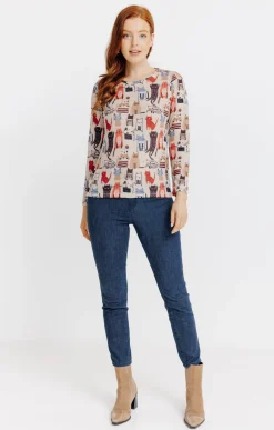Tee-shirts<Armand Thiery T-SHIRT IMPRIME MANCHES LONGUES - Beige