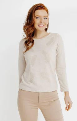 Tee-shirts<Armand Thiery T-SHIRT IMPRIME PLACE STRASS - Beige