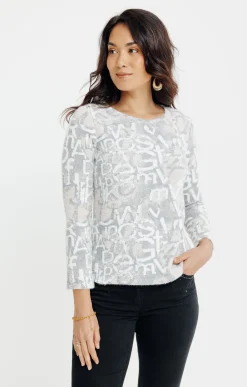 Tee-shirts<Armand Thiery T-SHIRT JACQUARD MANCHES LONGUES - Beige