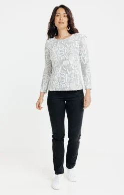 Tee-shirts<Armand Thiery T-SHIRT JACQUARD MANCHES LONGUES - Beige