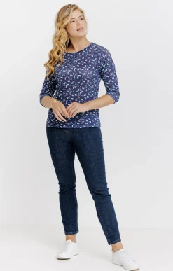 Tee-shirts<Armand Thiery T-SHIRT MAILLE BRILLANTE IMPRIME GEO - Bleu