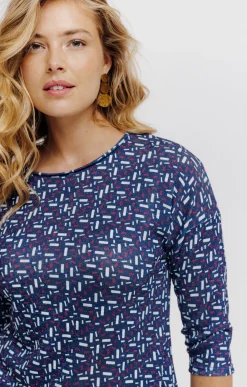 Tee-shirts<Armand Thiery T-SHIRT MAILLE BRILLANTE IMPRIME GEO - Bleu
