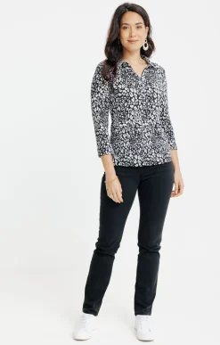 Tee-shirts<Armand Thiery T-SHIRT MANCHES 3/4 MOTIF ANIMAL PLISSE - Noir