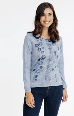 Tee-shirts<Armand Thiery T-SHIRT MANCHES LONGUES COL ROND - Bleuciel