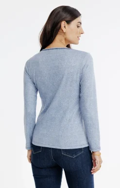 Tee-shirts<Armand Thiery T-SHIRT MANCHES LONGUES COL ROND - Bleuciel