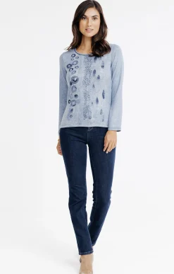 Tee-shirts<Armand Thiery T-SHIRT MANCHES LONGUES COL ROND - Bleuciel