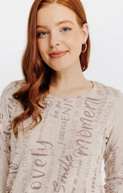 Tee-shirts<Armand Thiery T-SHIRT MANCHES LONGUES COL V - Beige