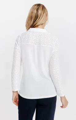Tee-shirts<Armand Thiery T-SHIRT MANCHES LONGUES DENTELLE - Écru
