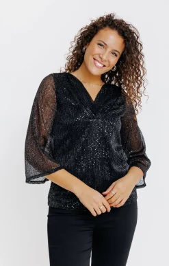 Tee-shirts<Armand Thiery T-SHIRT SEQUIN MANCHES 3/4 - Noir