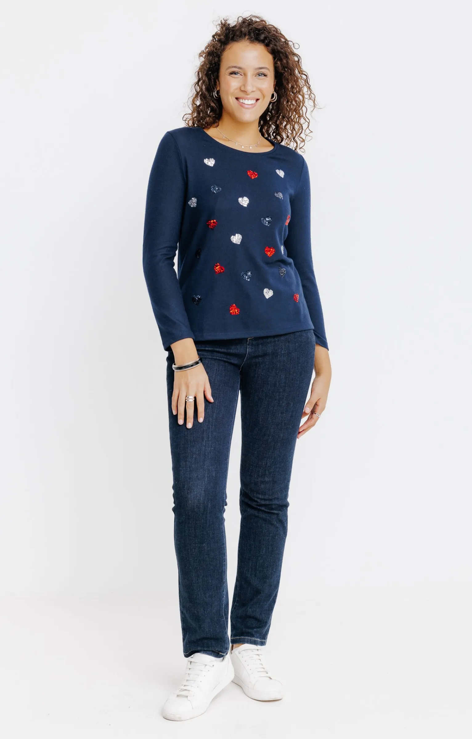 Tee-shirts<Armand Thiery T-SHIRT SEQUINS COL ROND - Marine