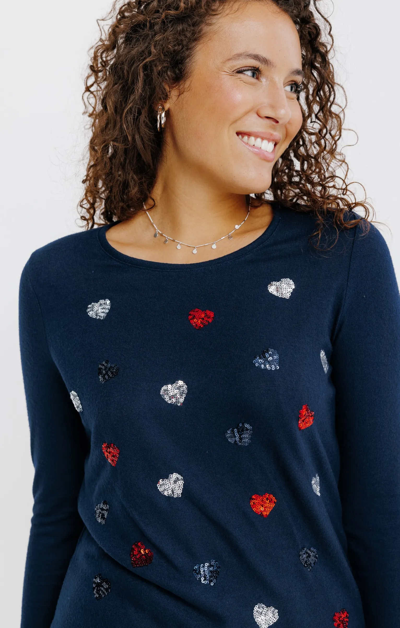 Tee-shirts<Armand Thiery T-SHIRT SEQUINS COL ROND - Marine