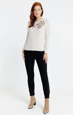 Tee-shirts<Armand Thiery T-SHIRT SEQUINS MANCHES LONGUES - Beige