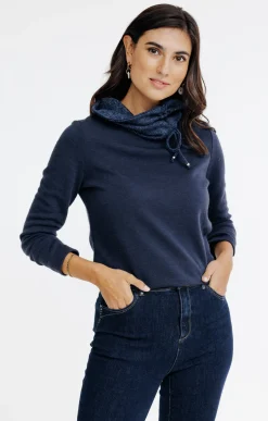 Tee-shirts<Armand Thiery T-SHIRT UNI COL BOULE - Marine