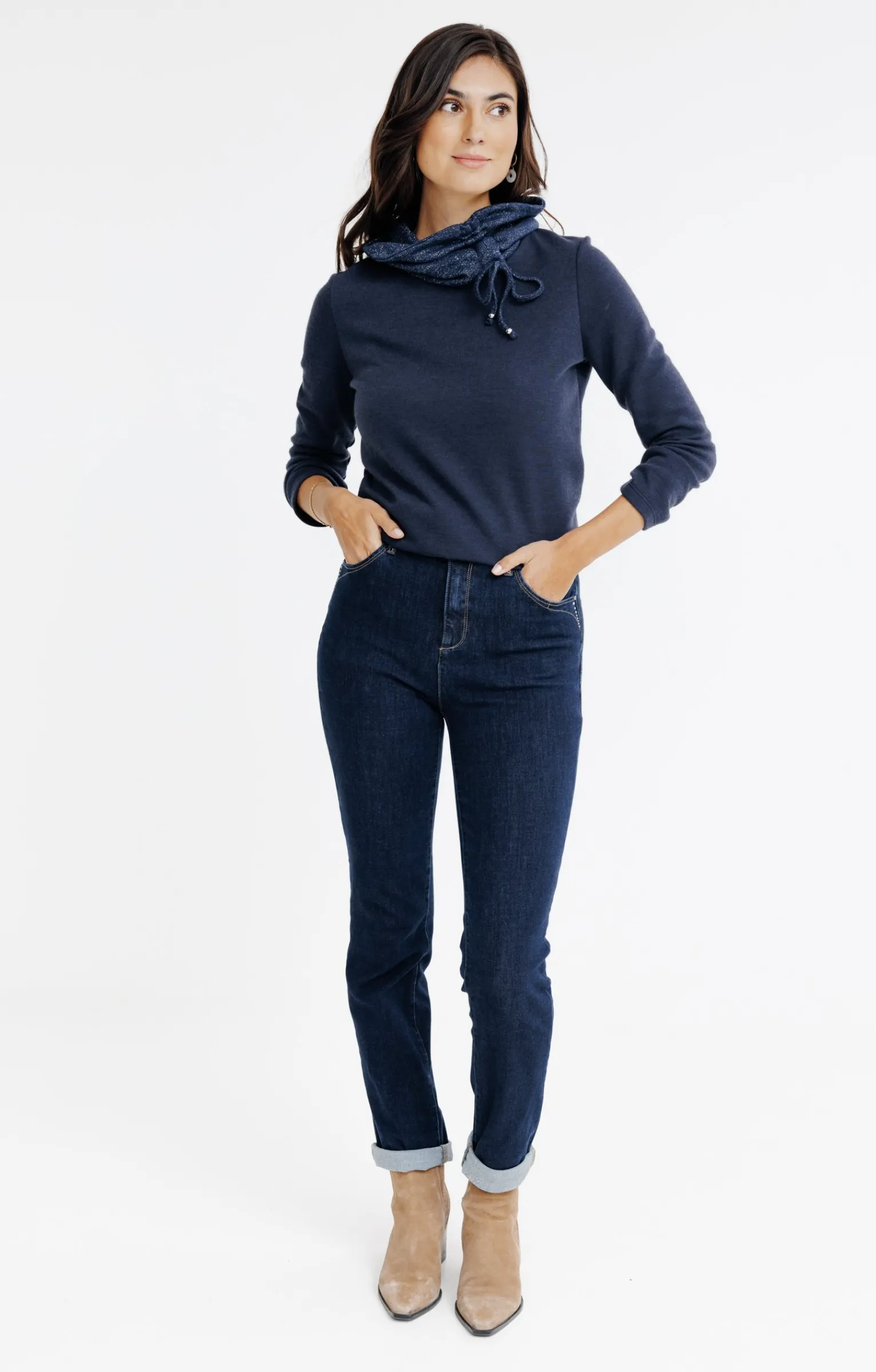 Tee-shirts<Armand Thiery T-SHIRT UNI COL BOULE - Marine