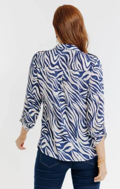 Chemisiers<Armand Thiery Tunique col chemise imprimée zebre - Bleu
