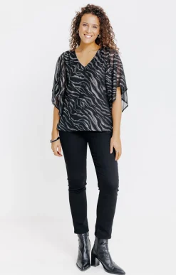 Chemisiers<Armand Thiery TUNIQUE FETE IMPRIME ZEBRE BRILLANT - Noir
