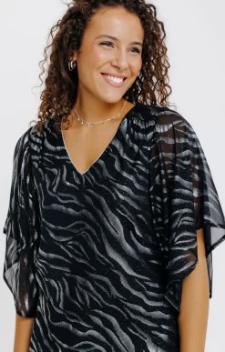 Chemisiers<Armand Thiery TUNIQUE FETE IMPRIME ZEBRE BRILLANT - Noir