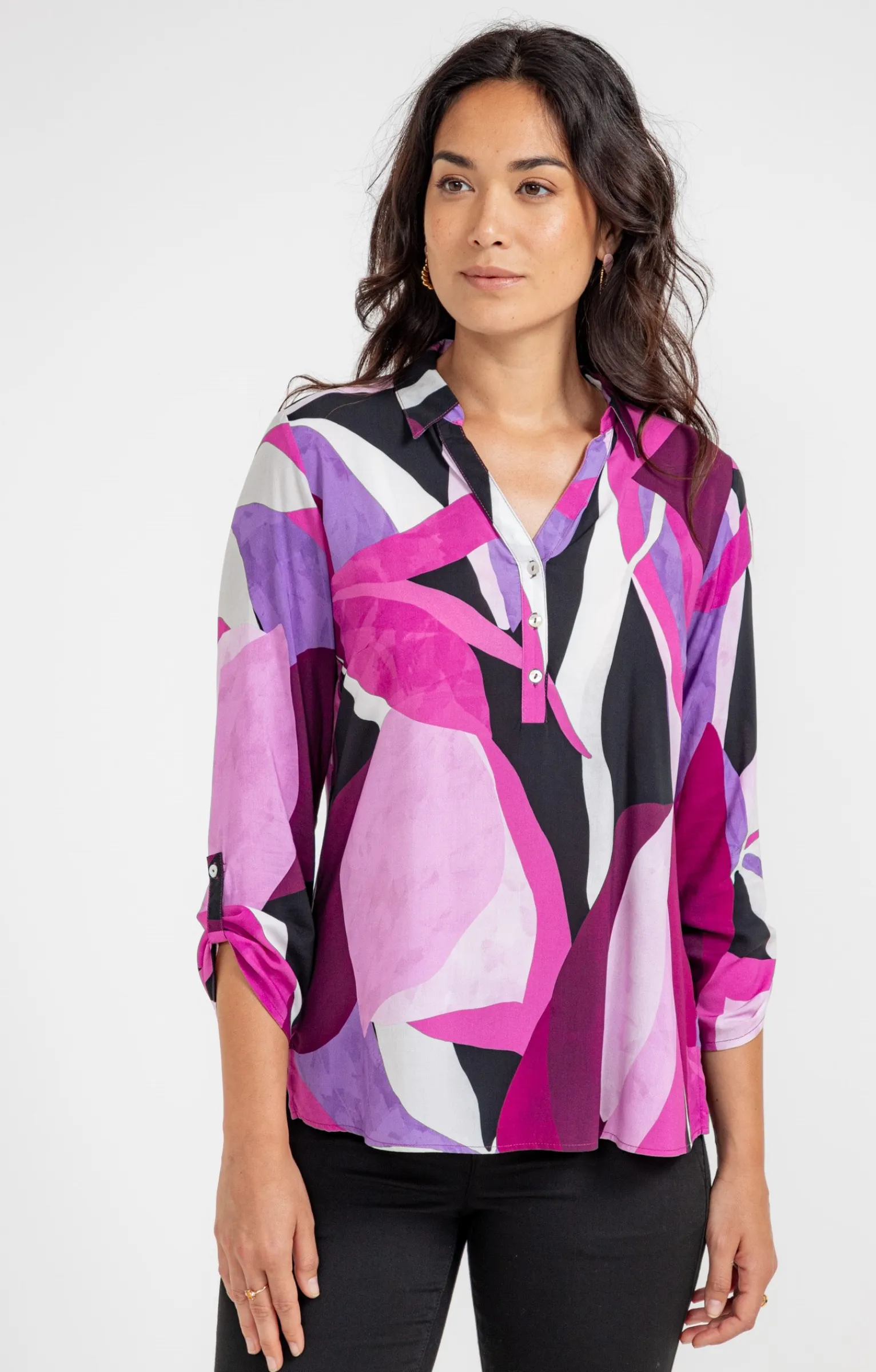 Chemisiers<Armand Thiery TUNIQUE IMPRIME COLORE COL CHEMISE - Aubergine