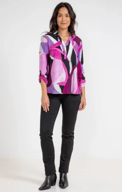 Chemisiers<Armand Thiery TUNIQUE IMPRIME COLORE COL CHEMISE - Aubergine